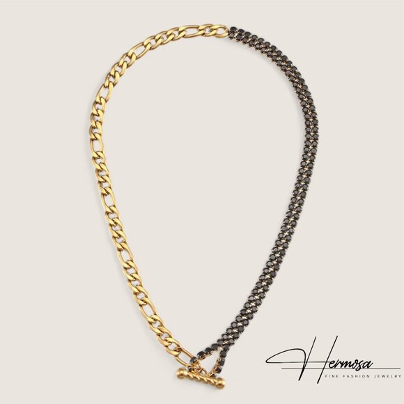 Jewelry - Geometric Stainless Steel 18K Gold Plated Bracelet and Necklace